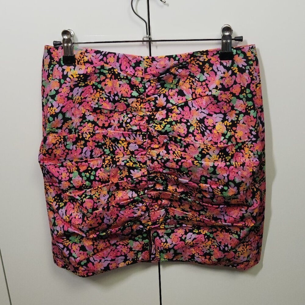 Zara Skirt Womens Size S Floral Mini, Front Slit